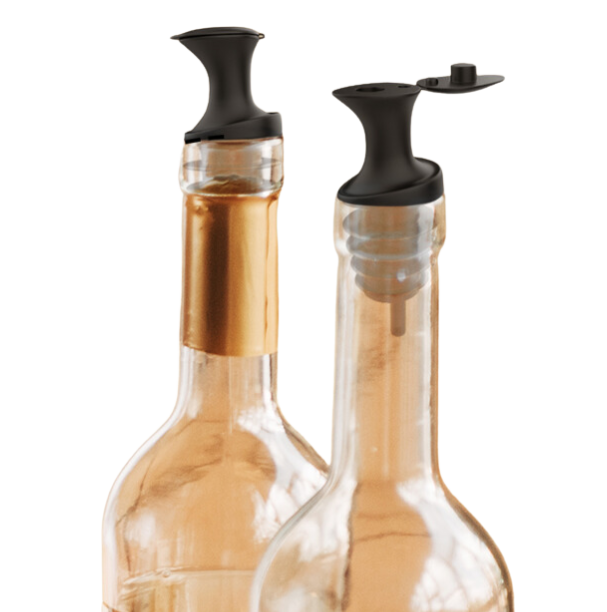 Esatto Pour and Seal Plastic Bottle Pourers with Built-In Lid — 12-pack